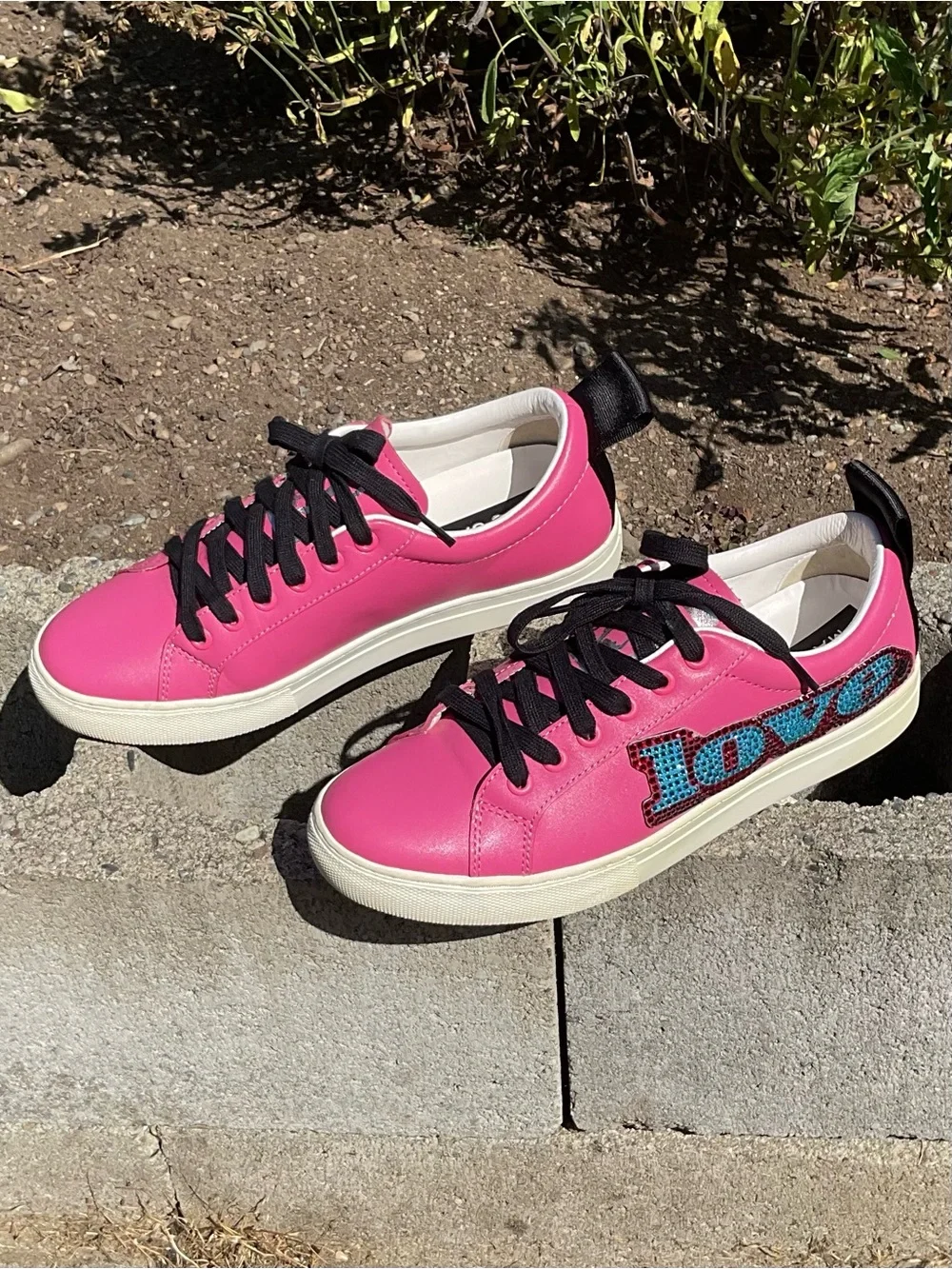 Marc Jacobs LOVE Pink Sequin Logo Low Top Sneakers Women’s EU 39